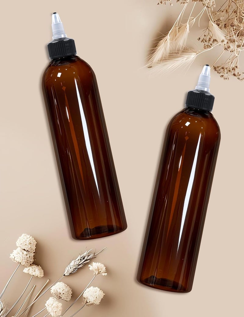 EOSAU 2 Pcs 8oz Amber Plastic Squeeze Bottles with Twist Top Cap, 250ml Clear Dispensing Bottles, Empty Squirt Bottle for Liquids, Sauces, Arts, Crafts, Travel - Image 5